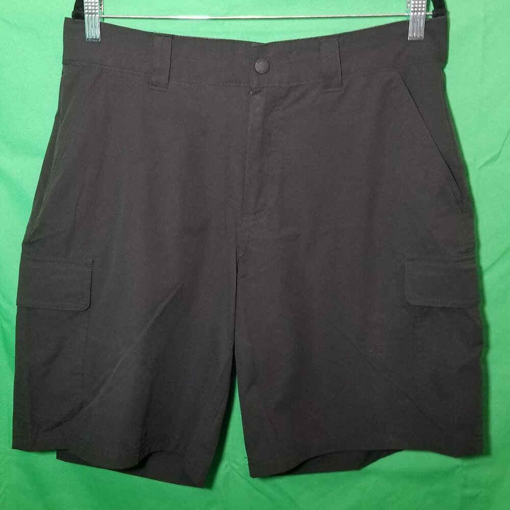 Orvis Men Size 34 Tech Cargo Shorts Black Polyester Stretch Moisture Wick Hiking